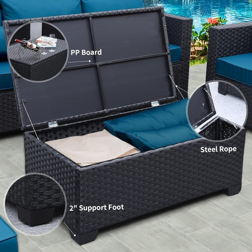 Ensemble de mobilier de patio 6 pièces canapé chaises d'extérieur table basse paon