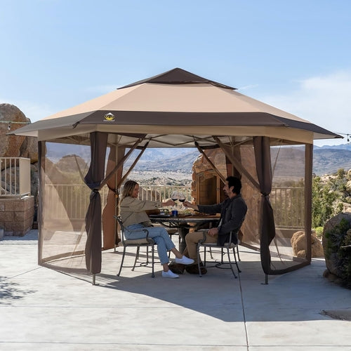 16x16 Pop Up Gazebo With Mosquito Netting For Patio Parties