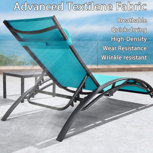 Patio Chaise Lounge Chair Set with 2 Side Table Outdoor Pool