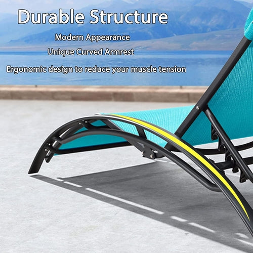 Patio Chaise Lounge Chair Set with 2 Side Table Outdoor Pool