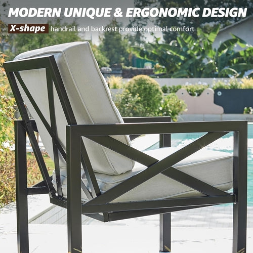 Ensemble de mobilier de jardin 4 pièces, ensembles de conversation de patio modernes,