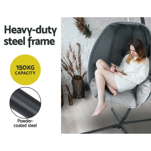 Gardeon Outdoor Egg Swing Chair Patio Furniture Pod Stand Canopy