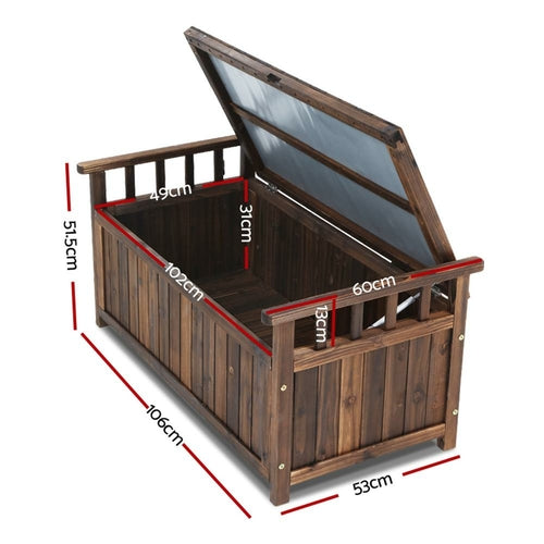 Gardeon Outdoor Storage Bench Box Wooden Garden Toy Tool Shed Patio