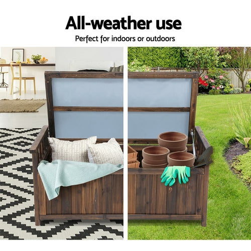 Gardeon Outdoor Storage Bench Box Wooden Garden Toy Tool Shed Patio
