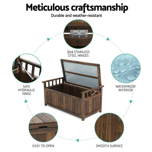 Gardeon Outdoor Storage Bench Box Wooden Garden Toy Tool Shed Patio